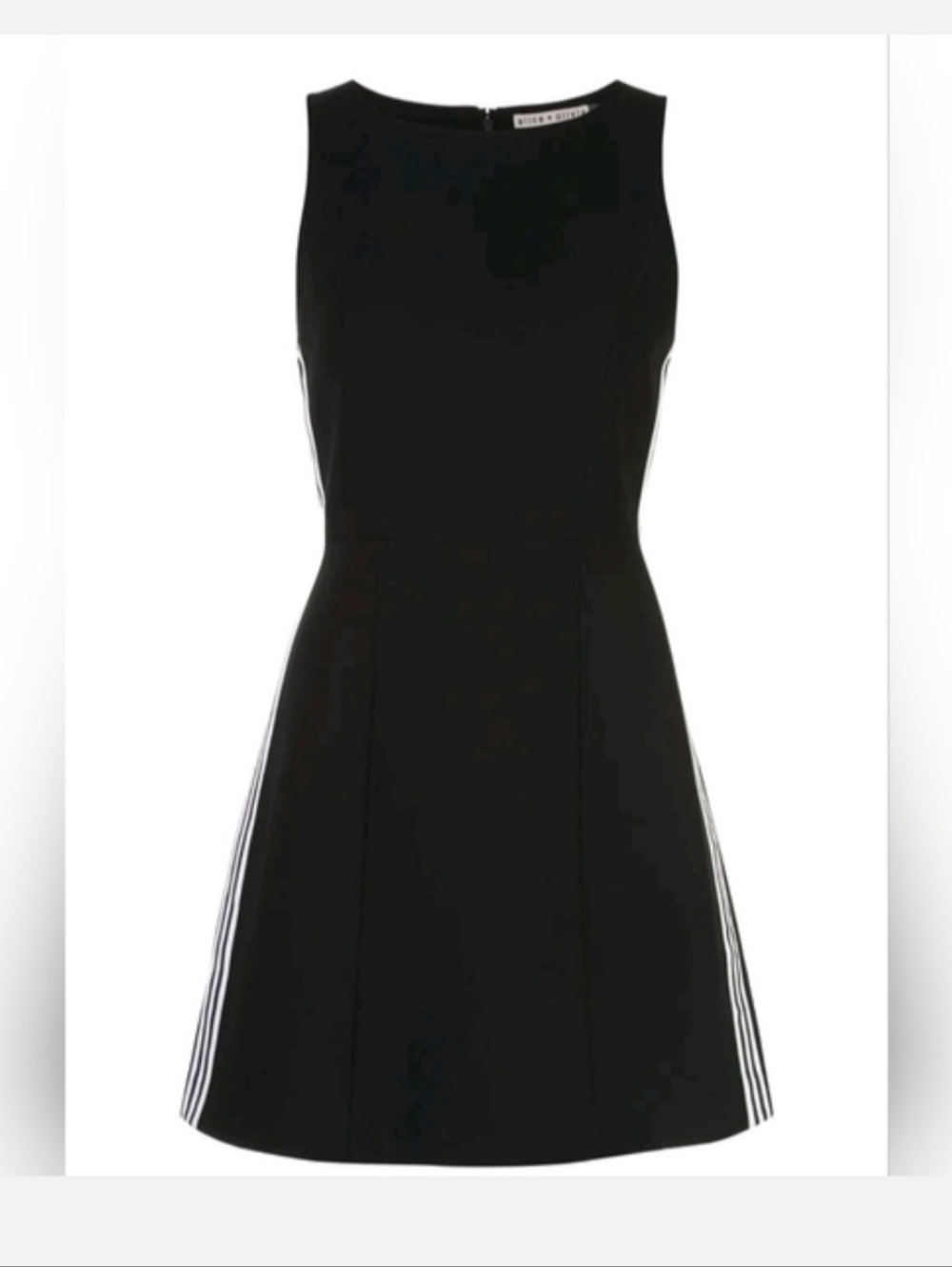 Alice + Olivia lindysey Black crew neck Mini Dress with White Stripes Size 10 - Picture 12 of 16